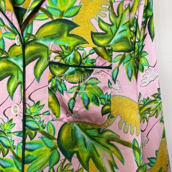 Nechita x ShhhSilk Beverly Hills Hotel Silk Pajama Top Sz S/M Small Medium - Picture 4 of 6